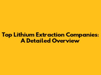 Top Lithium Extraction Companies: A Detailed Overview